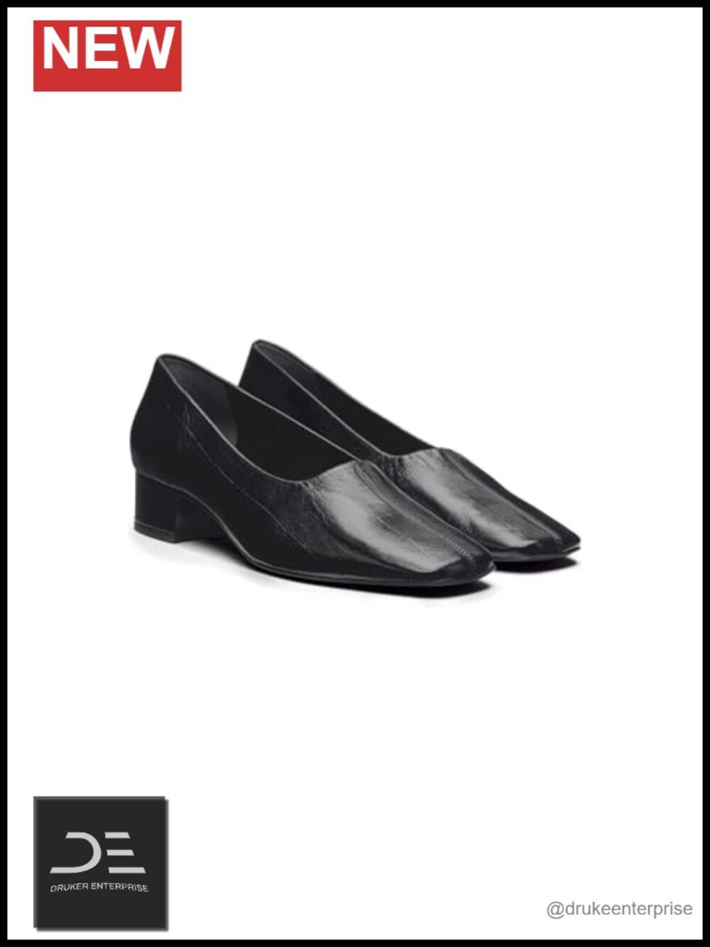Faux Leather Square Toe Low Block Heel Slip-On Pumps
